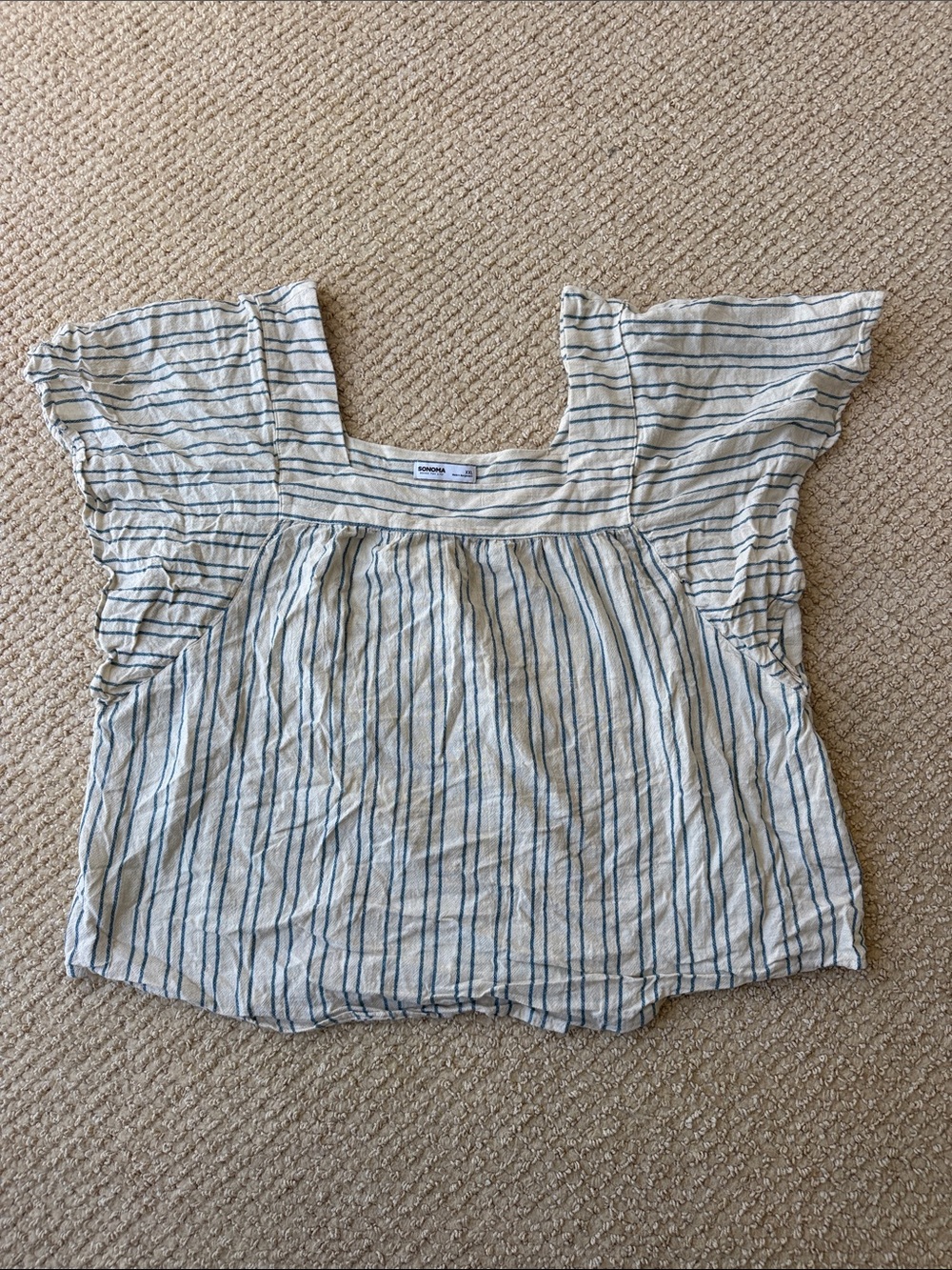 Sonoma Gymboree Blue and White Striped Flutter Sleeve Top size XXL